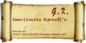 Gavrilovits Kurszán névjegykártya
